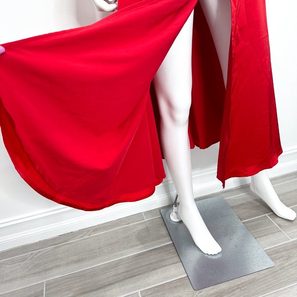 Alamour The Label Tonia Bustier Corset Lace Accent Slit Midi Dress in Red Size M - Picture 10 of 16